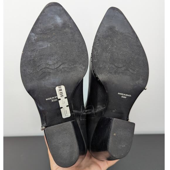 LF Alex Black Leather Studded Pointed Toe Ankle Boots Women’s 8.5 M Western - Picture 7 of 10